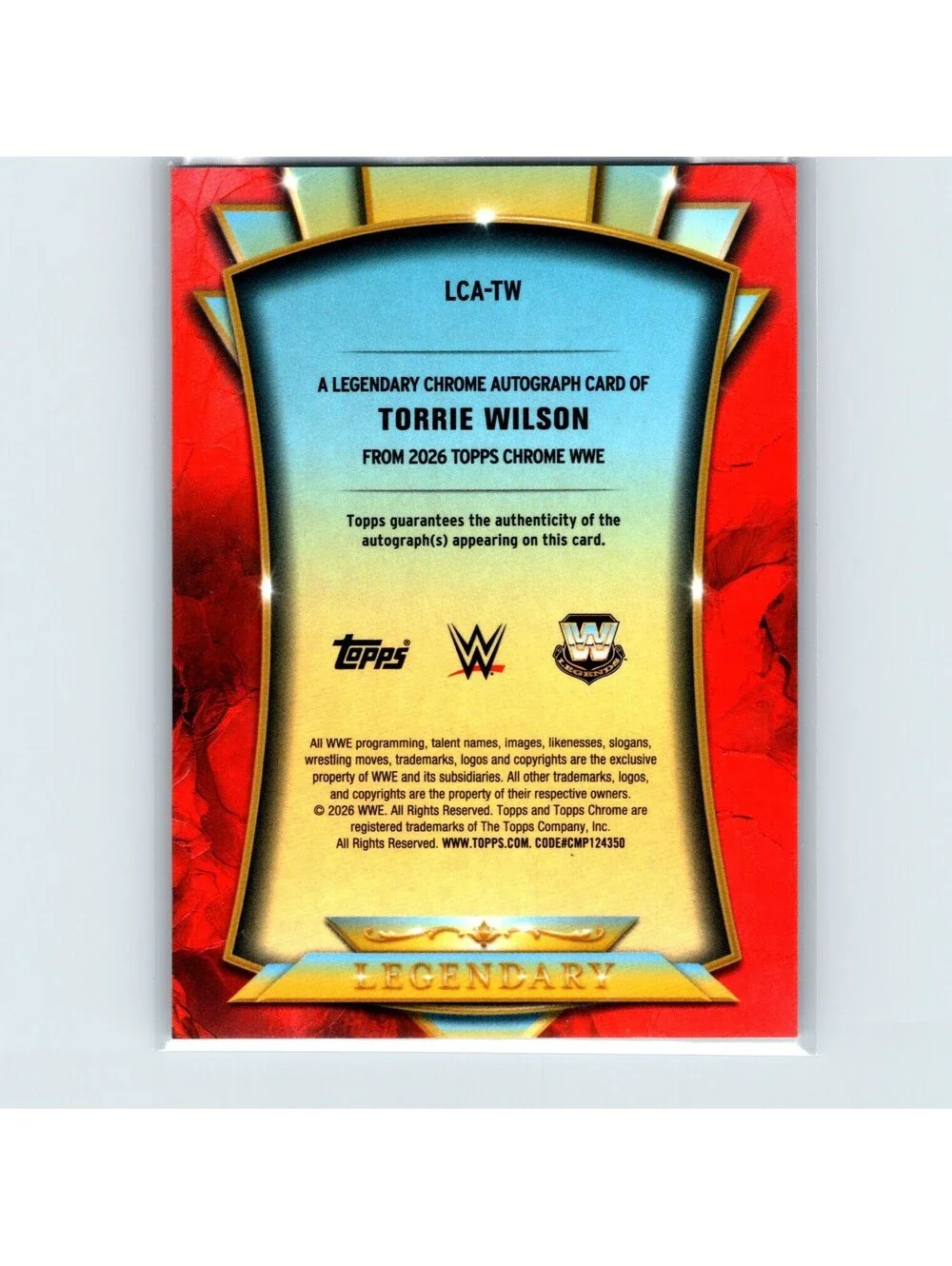 2026 Topps Chrome WWE Torrie Wilson #LCA-TW Legendary Chrome Autograph